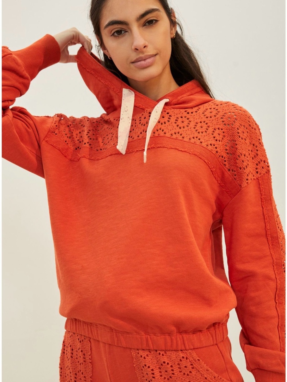 Daily Practice Anthropologie Robyn Crochet Hoodie Sweatshirt Size S